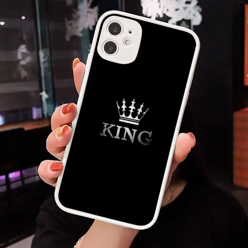 

black white simple Cactus crown design Phone Case Matte transparent For White iPhone 12 Mini 11 Pro XR XS Max 7 8 Plus X Back