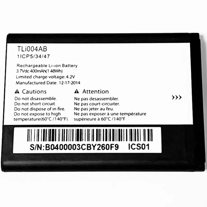 3 7 V 400 мА/ч TLi004AB для Alcatel One Touch POP 1009 1009A 1009X 1013D 1016D 1035D 1042D 1046D 2007D 2010 2010D 2010X Батарея|Аккумуляторы мобильных