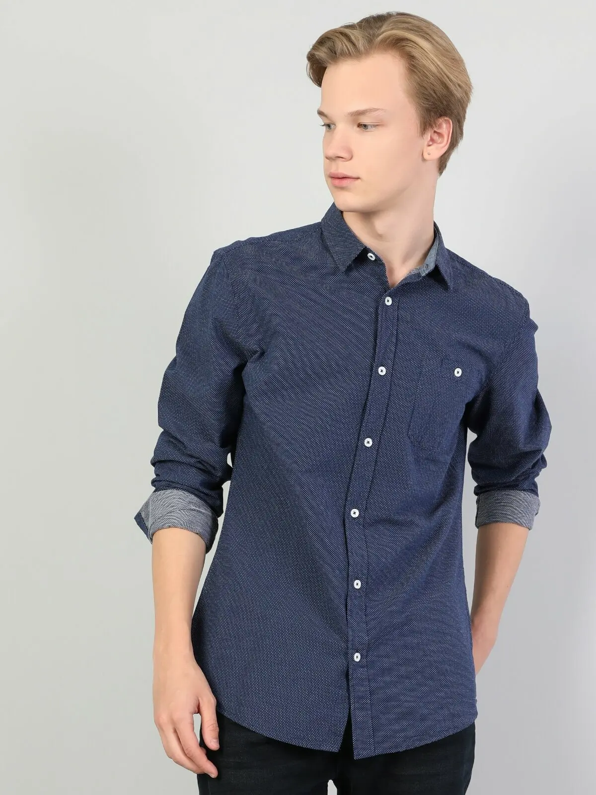 

Blue Men's Long Sleeve Shirt