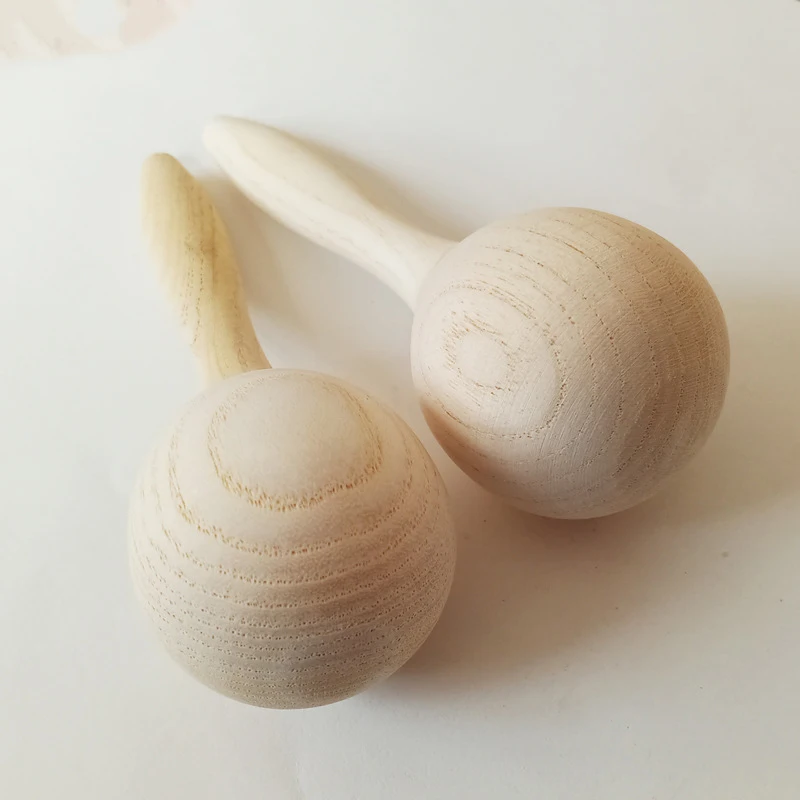 

2Pcs Wooden Maracas Rattles Sand Hammer Instrument Musical Kids Toy Smooth Surface Musical Instrument Children's Gift