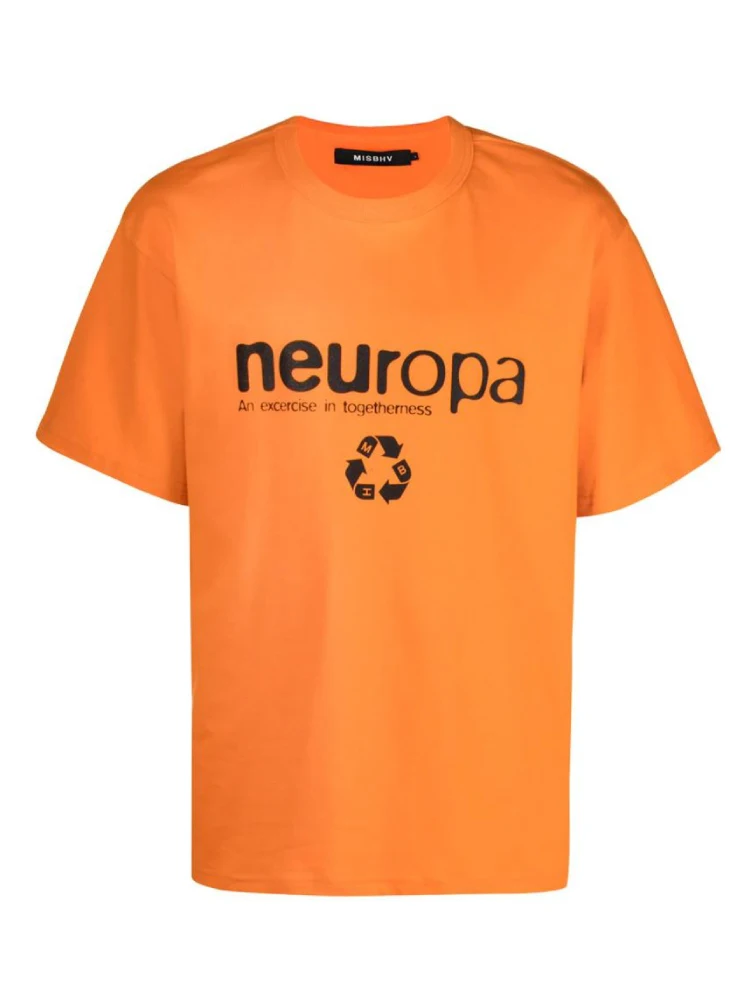 

Men's orange round neck short-sleeved t-shirt creative eco-friendly pattern printing cotton t-shirt