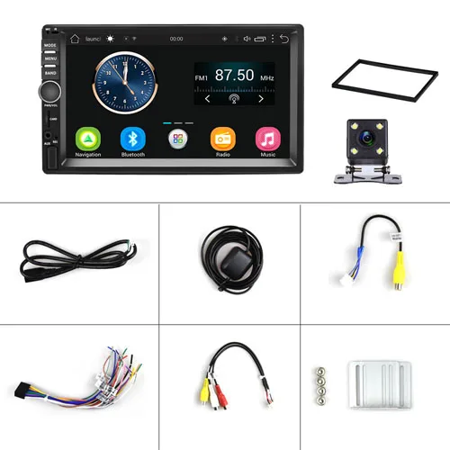 Camecho 2Din автомагнитолы Android gps навигация " сенсорный экран автомобильный мультимедийный плеер аудио Радио стерео Wifi Bluetooth Mp5 плеер - Цвет: With 4 LED Camera