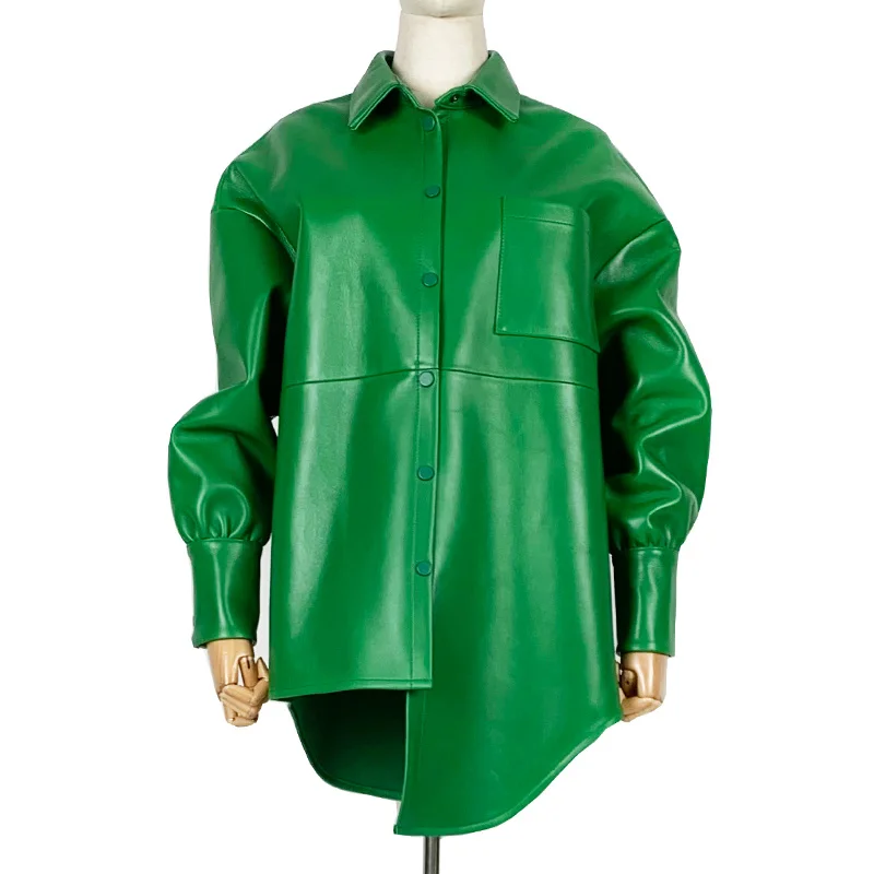 

SHZQ, женский короткий топ оверсайз из натуральной овечьей кожи, весна 2021, новая модная верхняя одежда из овечьей кожи