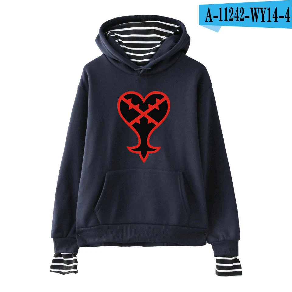 navyblue Королевство Сердца поддельные два предмета толстовки для мужчин и женщин Горячая Новинка Осень Harajuku толстовки Королевство Сердца толстовка для мальчиков повседневные пальто - Цвет: navyblue
