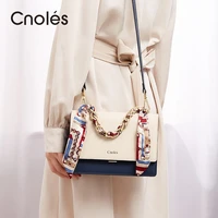 cnoles ribbons chain crossbody bags for women shoulder bags messenger fashion casual genuine leather female ladies handbags