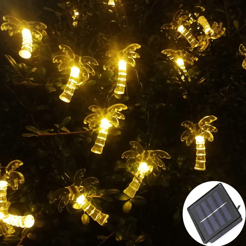

Уличная Водонепроницаемая светодиодная гирлянда на солнечной батарее в виде кокосового дерева, Рождественский садовый шнурок для украшен...