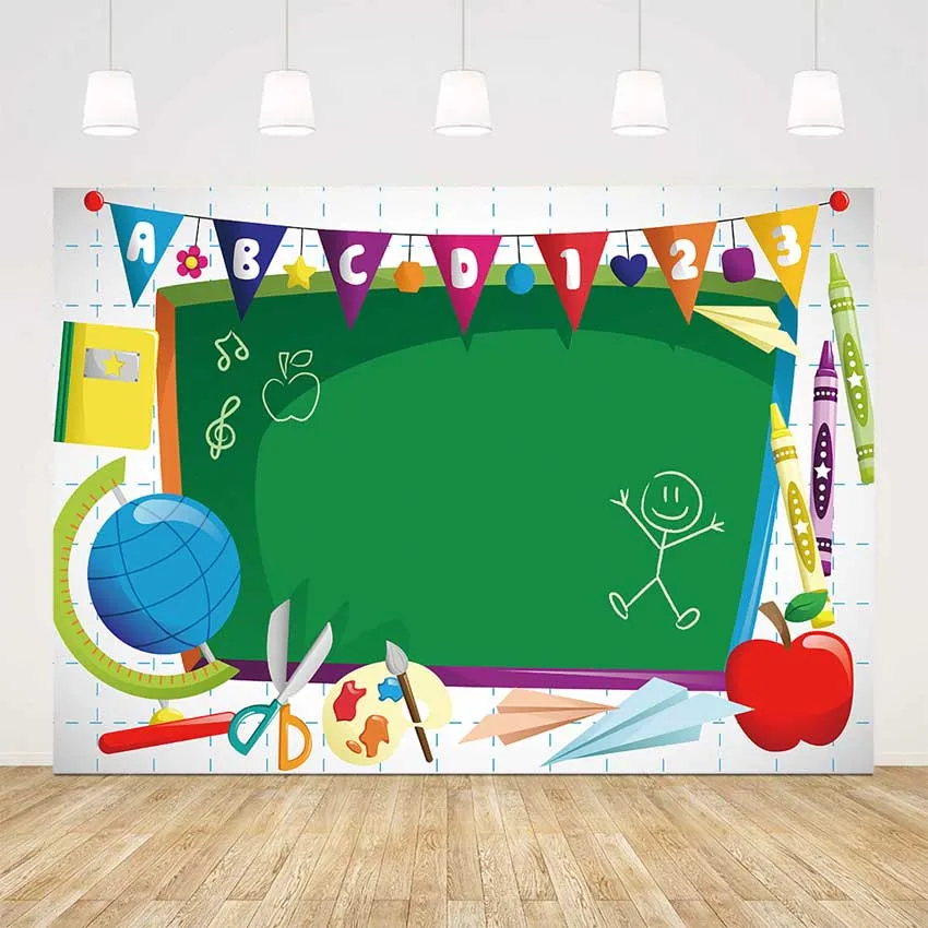 photography backdrop education ABC letters background for photo studio green blackboard stationery go to school decoration