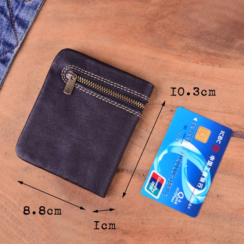 Кошелек AETOO из натуральной кожи ручной работы винтажный для монет мужской и