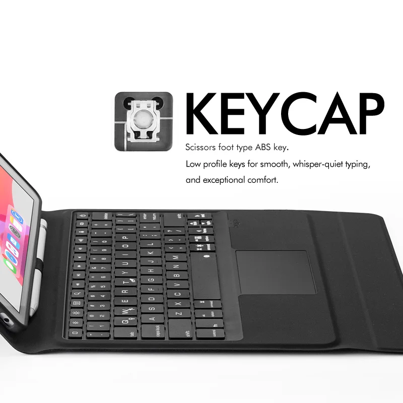 5 1 Bluetooth клавиатура для iPad 10 2 дюймов тачпад кожаный чехол + 7 цветов подсветки все в