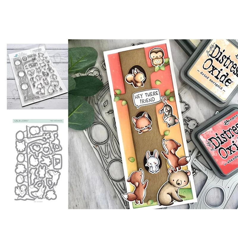 

New Arrival Animals Tree Hole Metal Cutting Dies and Stamps for Scrapbooking Seal Craft Stencil Card Make Album Sheet Die Cut