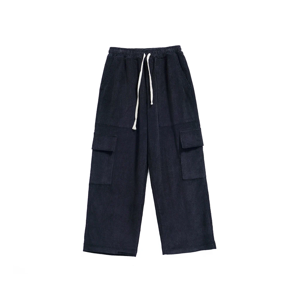 

Winter Corduroy Cargo Pants Men Vintage Straight Casual Trousers Streetwear Wide Leg Big Pockets Pants Male Clothing Hot Sale