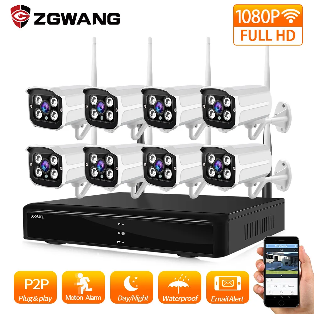 Камера видеонаблюдения беспроводная 8 каналов 1080P HD IP NVR IP66 для улицы ежедневной и