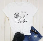 Женская Винтажная Футболка Just Breathe, модная футболка из 100% хлопка с забавным изображением одуванчика, Hope free life