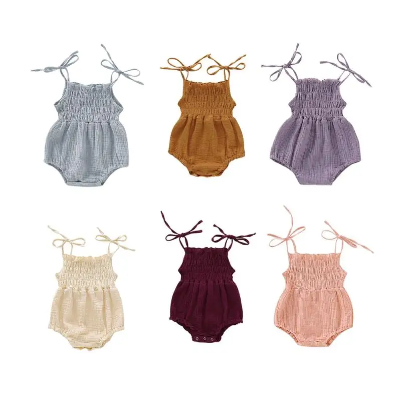 

0-24M Summer Newborn Baby Girl Strappy Romper Jumpsuit Bodysuit Sleeveless Clothes Sunsuit Baby Girl Clothes For Newborn