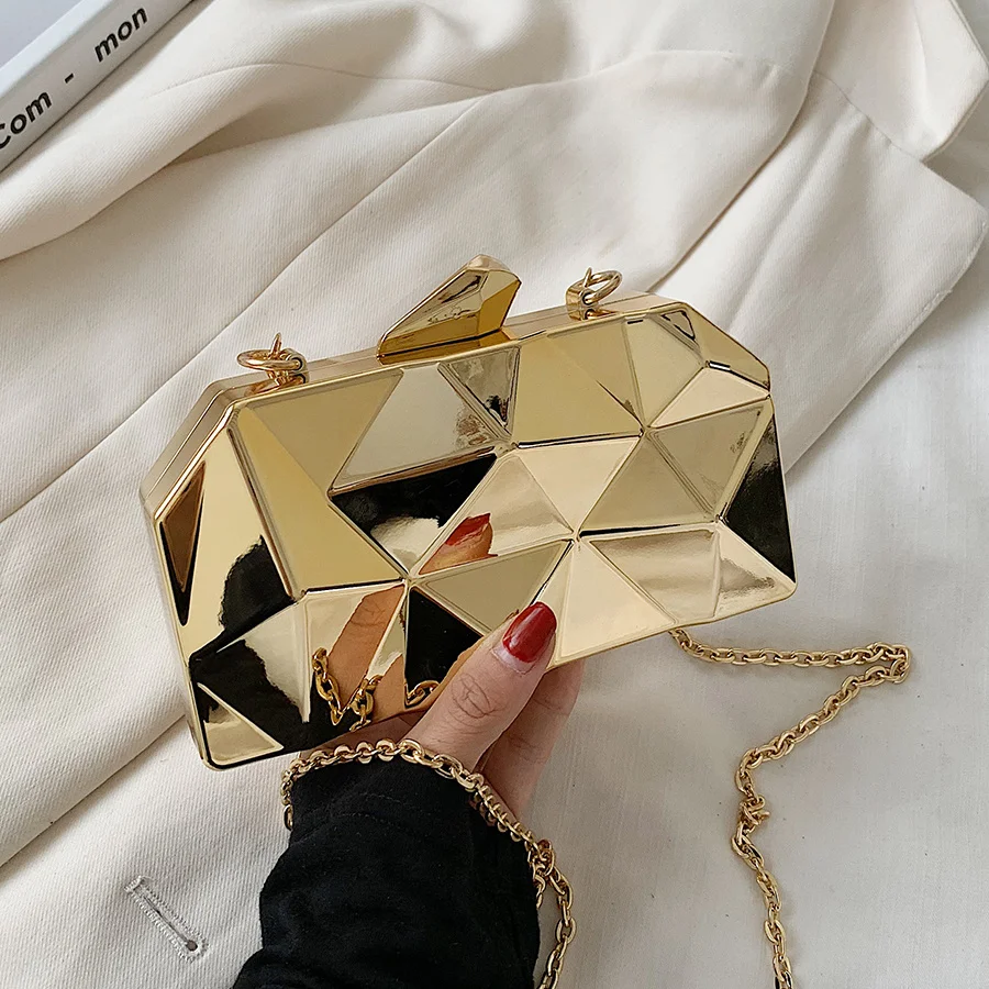 

Women's Handbag Bags for Women 2021 Clutches Fashion Geometric Mini Party Evening Purse Crossbody Shoulder Bag Gold Box Clutch