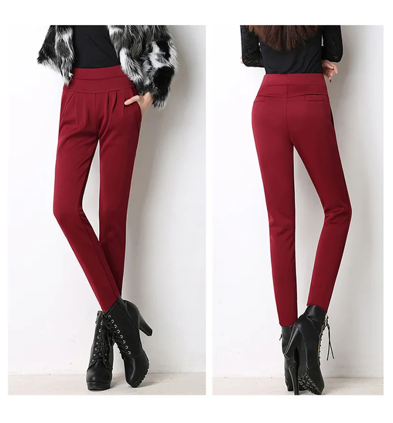 

Fleece Harem Pants Women Winter High Waist Solid Trousers Casual Warm Thicken OL Pants Sexy Leggings Streetpants 3 Color P9215