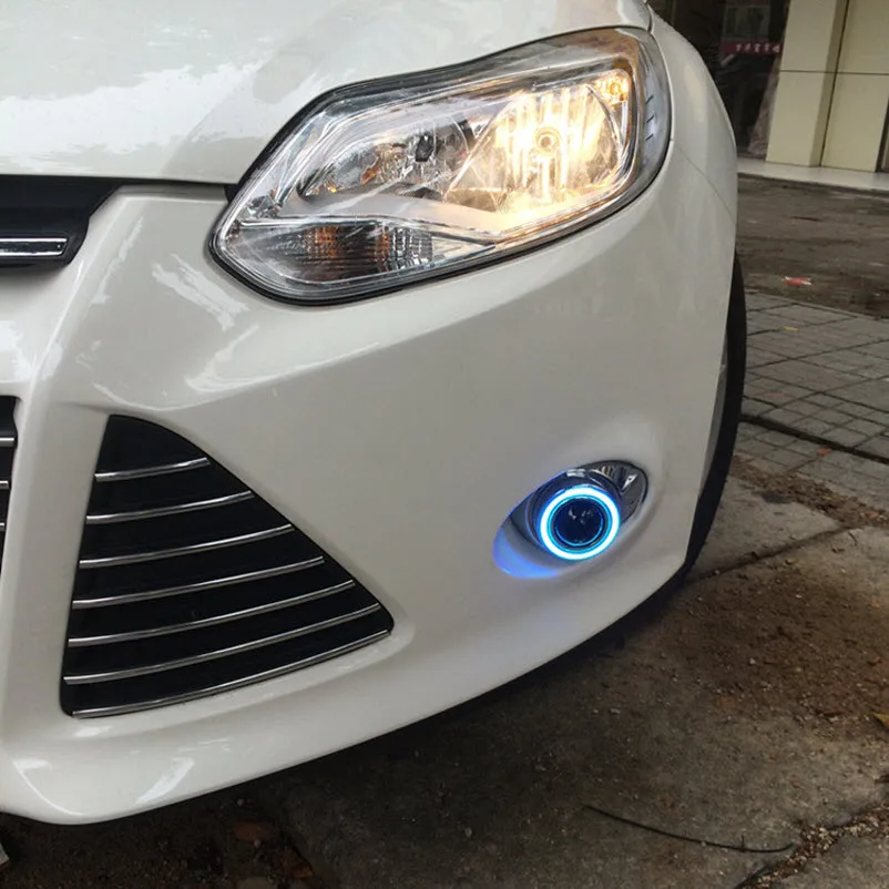 Для Ford Focus 3 2012 2013 2014 3-в-1 белый ангельский глаз DRL желтый сигнал H11
