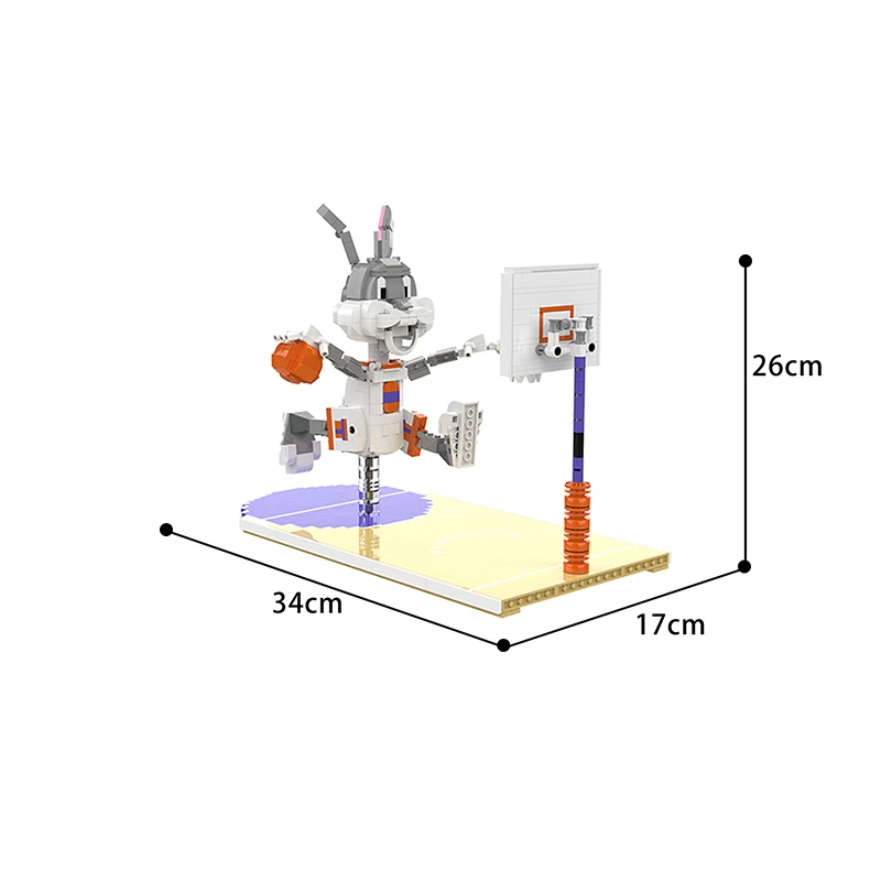 

MOC Anime Figures Set Bugsing Bunnyed Basketball Shot Building Blocks Rabbit Animals Cartoon Enlighten Bricks Education Toys