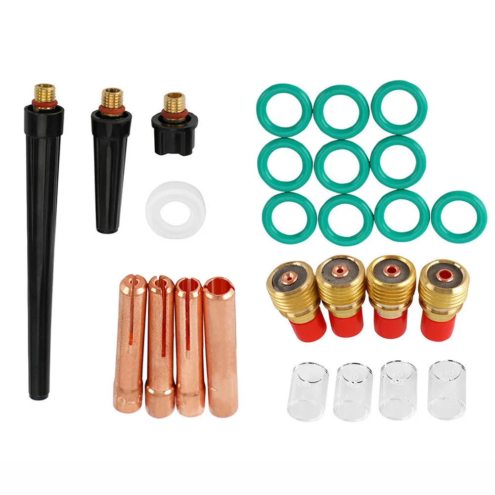 

26pc WP-9/20/25 TIG Welding Gun Gas Lens Chuck Collet Body Pyrex Cup Kit Soldering Torch Accessories
