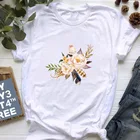 Женские футболки, Привлекательный Топ с акварельным рисунком масляных цветов, винтажная модная женская футболка, одежда с графическим рисунком, женские футболки с круглым вырезом, футболка