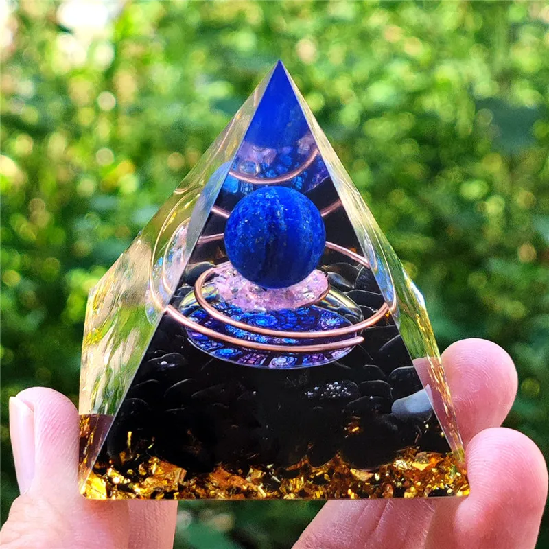 

5CM Energy Generator Orgone Pyramid Amethyst Peridot Healing Natural Crystal Reiki Chakra Generator Meditation Tool
