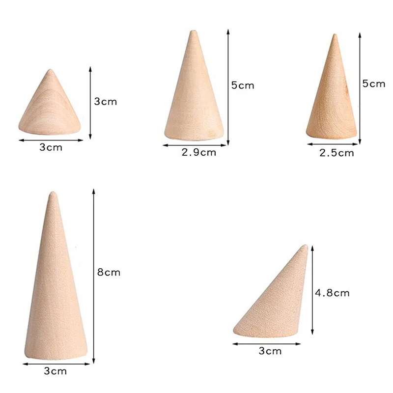 

1PCS Wooden Ring Holder Display Cone Rack Finger Ring Jewelry Stand Storage Organizer
