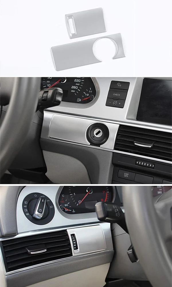 Silver Car Styling For Audi A6 C5 C6 Dashboard Keyhole Decorative Frame Air Vents Panel Covers Carbon Fiber Stickers Trim Accessories - Название цвета: Silver