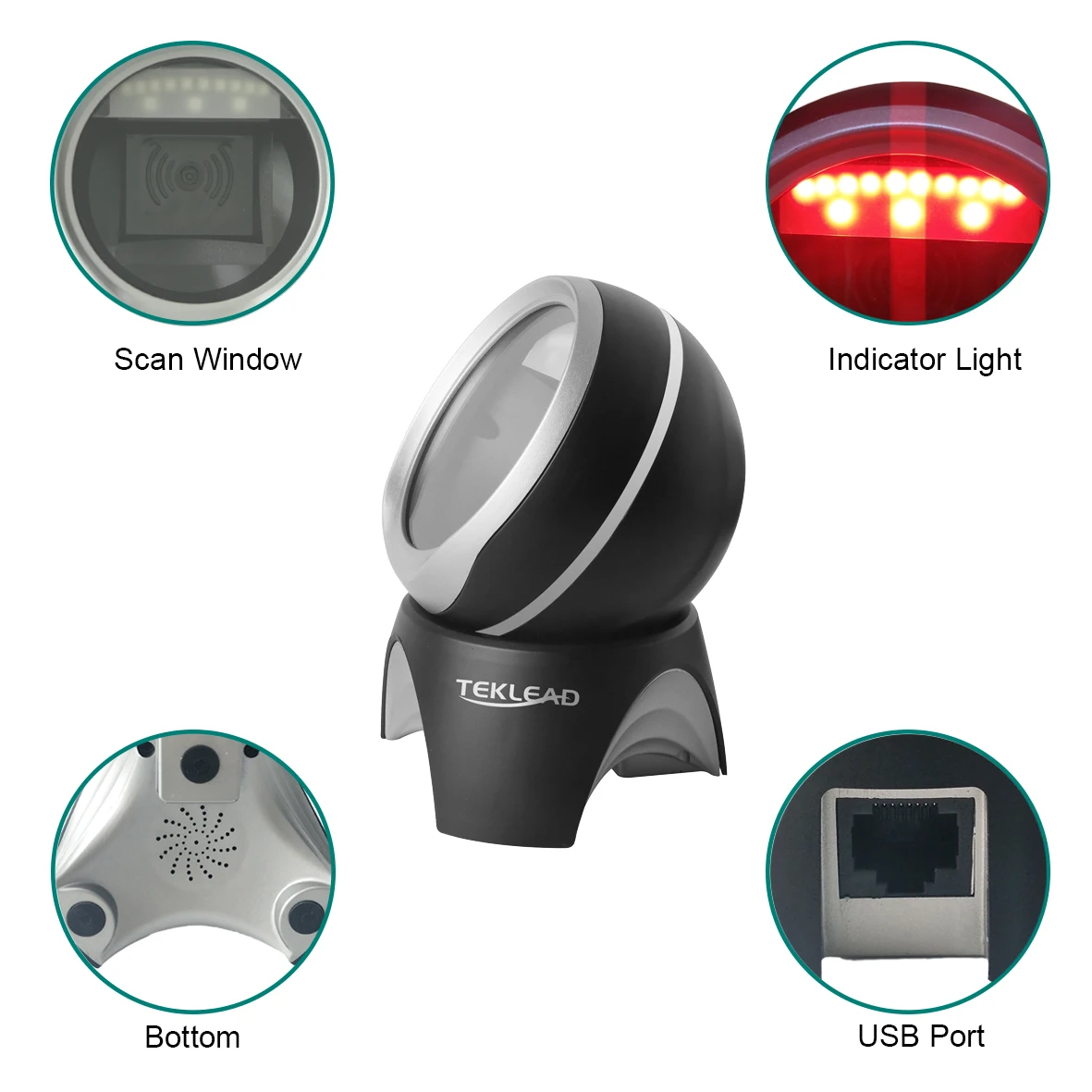 TEKLEAD 2D автоматический сканер штрих-кодов всенаправленный Hands-Free usb-считыватель штрихкодов для Мобильных Платежей для магазина, супермаркета