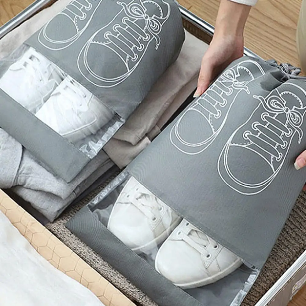 

Non-woven Shoes Bag Waterproof Dustproof Travel Bag Portable Tote Drawstring Bag For Shoes Storage Shoes Organizer Y9u0