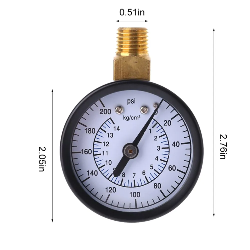 

1/4 inch light portable glass surface metal outer case NPT Thread Water Air Gas Pressure Gauge Water air pressure measuring tool