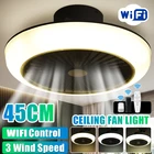 Современный светодиодный потолочный вентилятор с регулируемой яркостью и Wi-Fi, лампа с светильник ционным управлением, Домашний Светильник с регулируемой скоростью ветра и светодиодным охладителем воздуха, 45 см