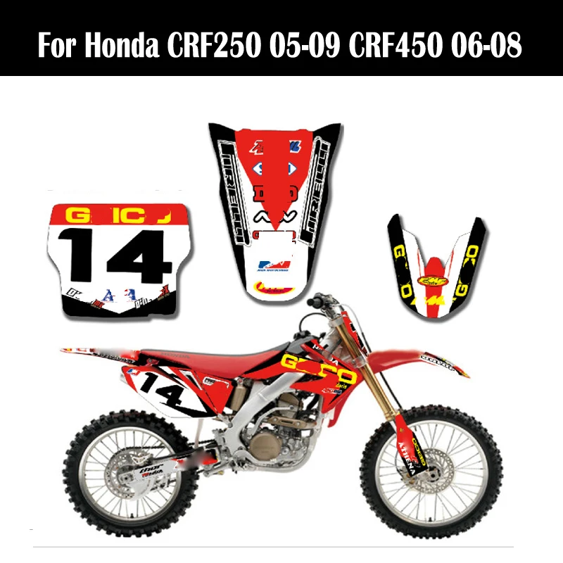 Бесплатные Индивидуальные графические наклейки наборы фоновых наклеек для Honda CRF