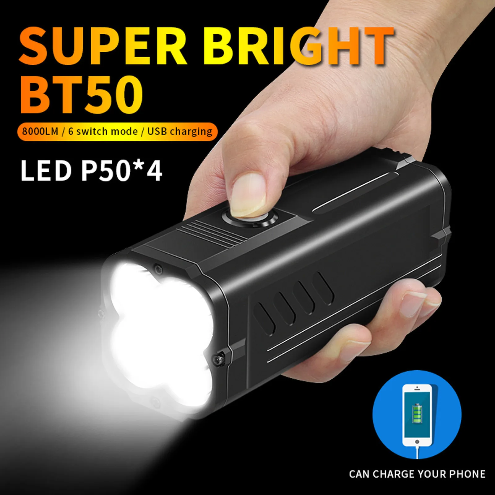 Светодиодный фонарик 4 Xhp90 для улицы портативный сверхъяркий USB - Цена: 3607.36