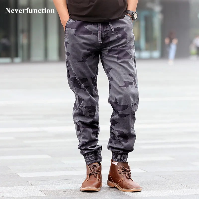 Мужские брюки карго в стиле милитари серые камуфляжные свободные джоггеры