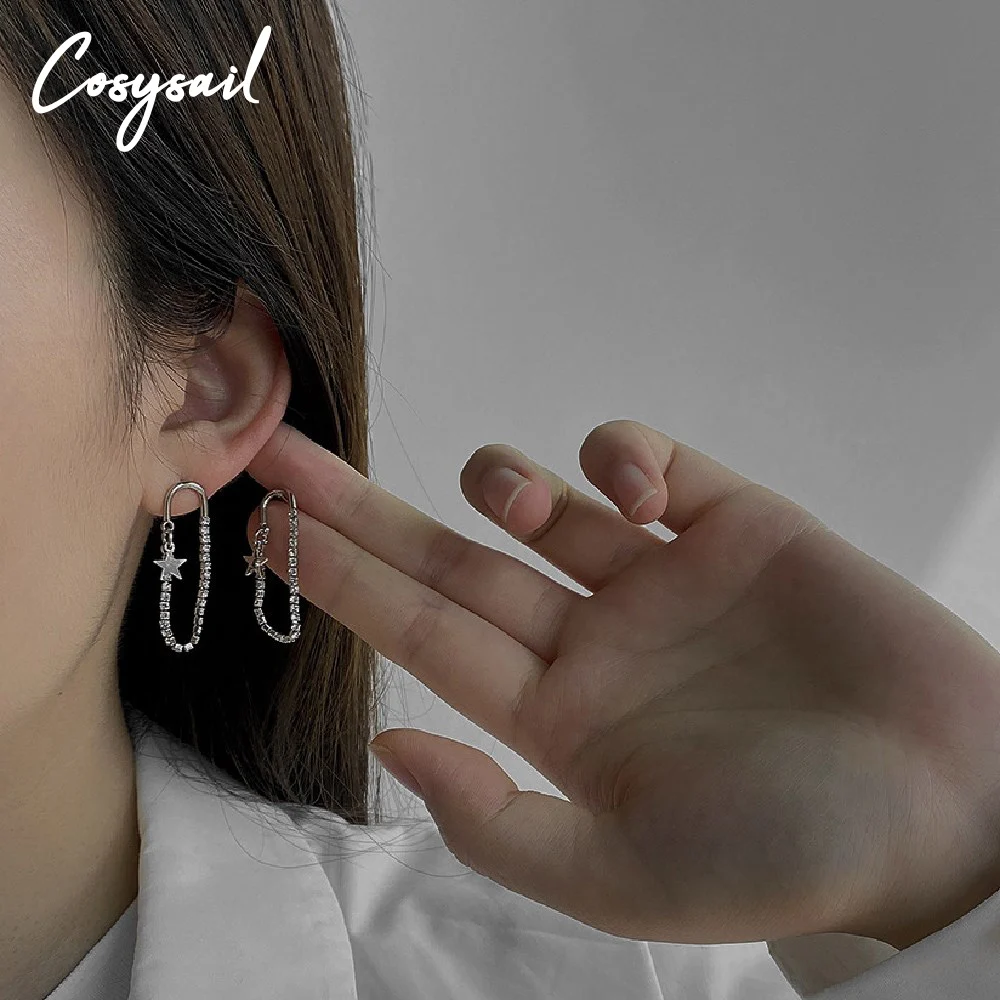 

Cosysail Shiny Rhinestone Tassel Stud Earrings Tiny Star pendant Earrings for Women Girl Elegant Party Jewellery