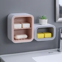 double layer soap rack free perforation wall mounted toilet rack for dormitory creative drain soap box household storage rack