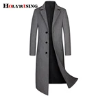 Holyrising Для мужчин длинное двубортное шерстяное пальто; мужское раздел темно-серый однобортный Для мужчин куртки пальто 19456