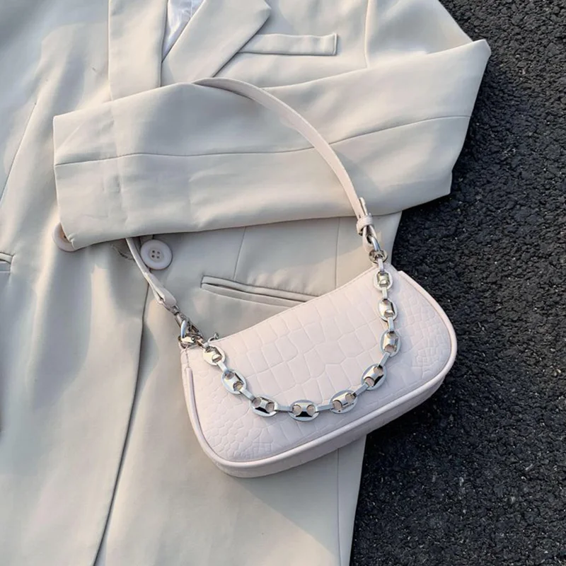 

Vintage Alligator Baguette Shape Bag Luxury Leather Handbag 2021 New Fashion Shoulder Bag Womens Messenger Crossbody Bags