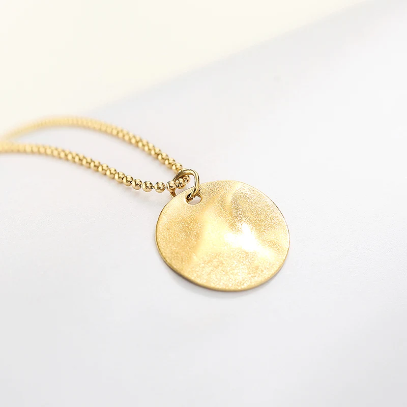 

IPG14K gold-plated fashion design abstract frosted round brand necklace ins minimalist wind cold minimalist clavicle chain