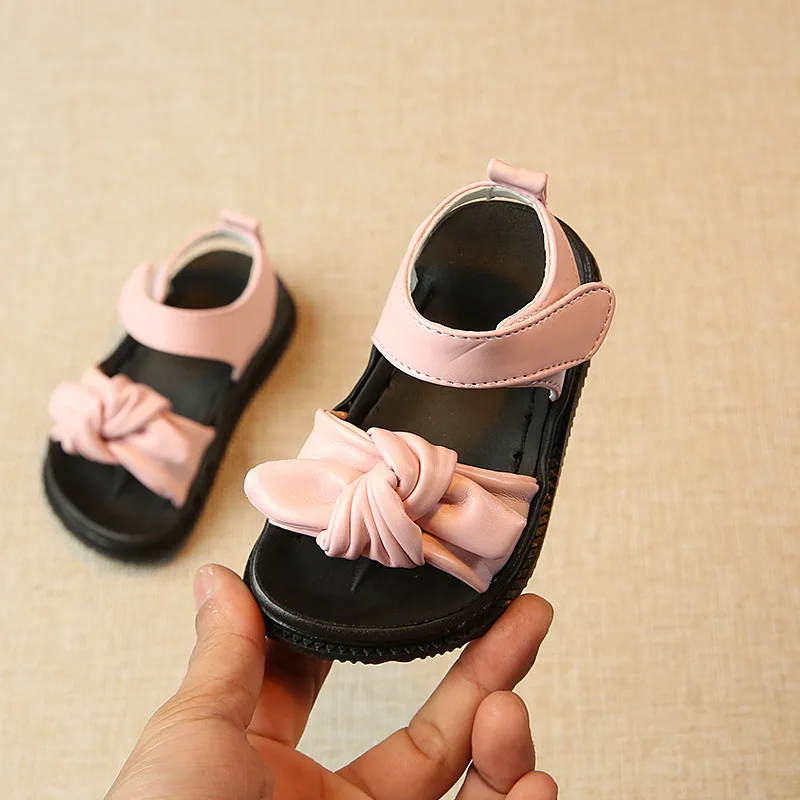 Летняя детская пляжная обувь Обувь принцессы с бантом для девочек Нескользящие