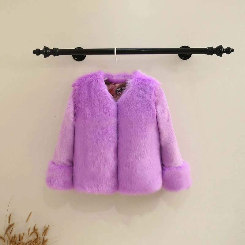Dollplus/зимнее меховое пальто для девочек; элегантные куртки и пальто из искусственного меха для маленьких девочек; толстая теплая парка; Эксклюзивная одежда для детей - Цвет: purple