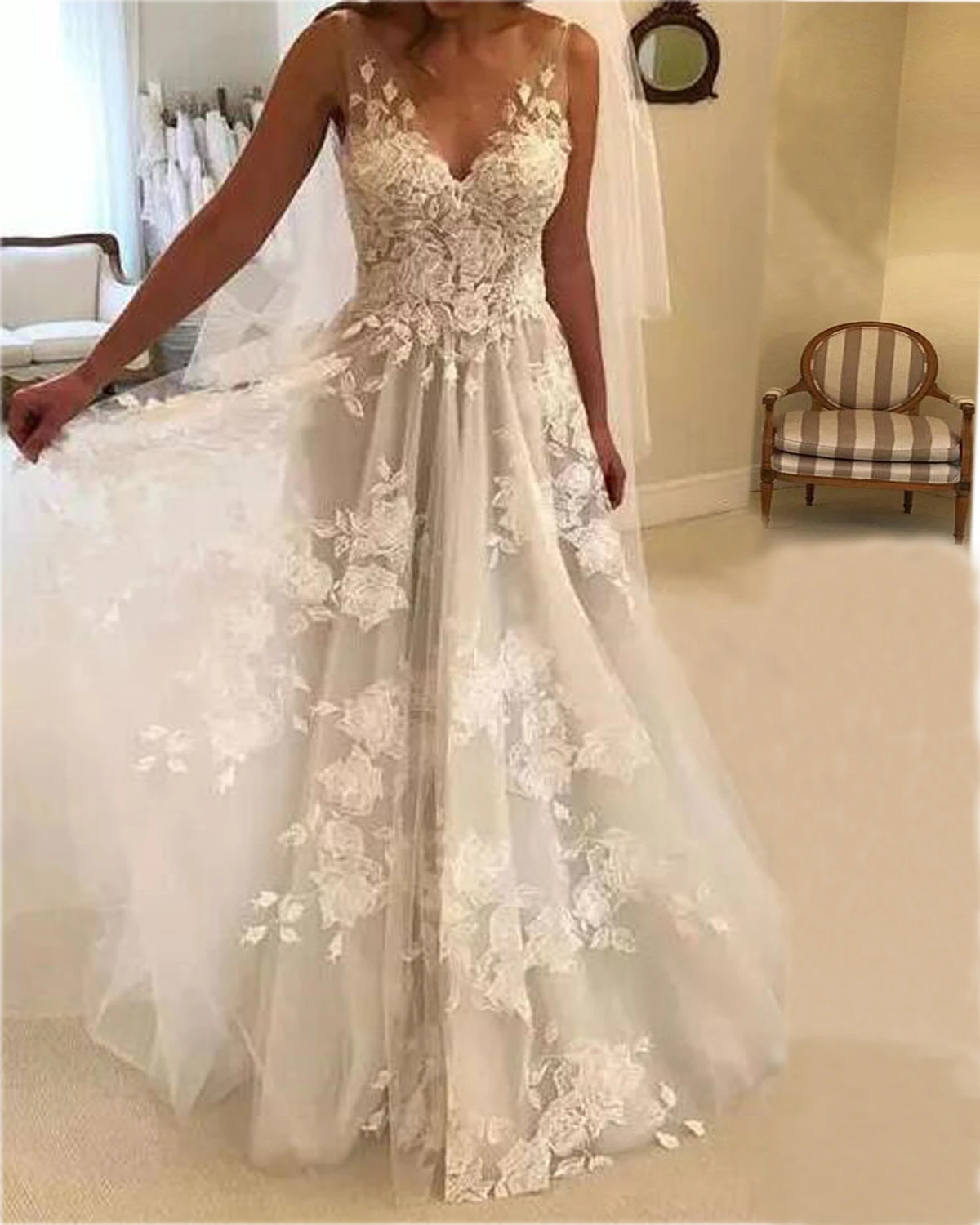 Романтичное кружевное свадебное платье Длинные вечерние платья сексуальное с