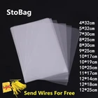 StoBag 200 шт., длинный прозрачный пластиковый пакет с открытым верхом, ОПП, пакет для конфет, печенья, подарков, плоский пакет для леденцов, хлебобулочных свадебных торжеств