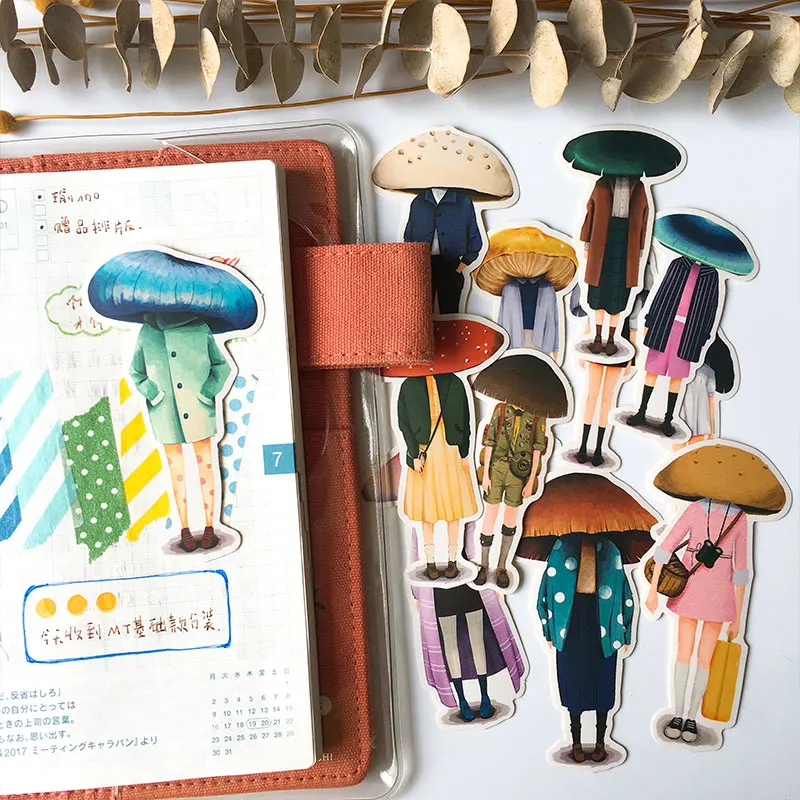 12PCS Mushroom head girl Stickers Crafts And Scrapbooking stickers book Student label Decorative sticker DIY Stationery - купить по