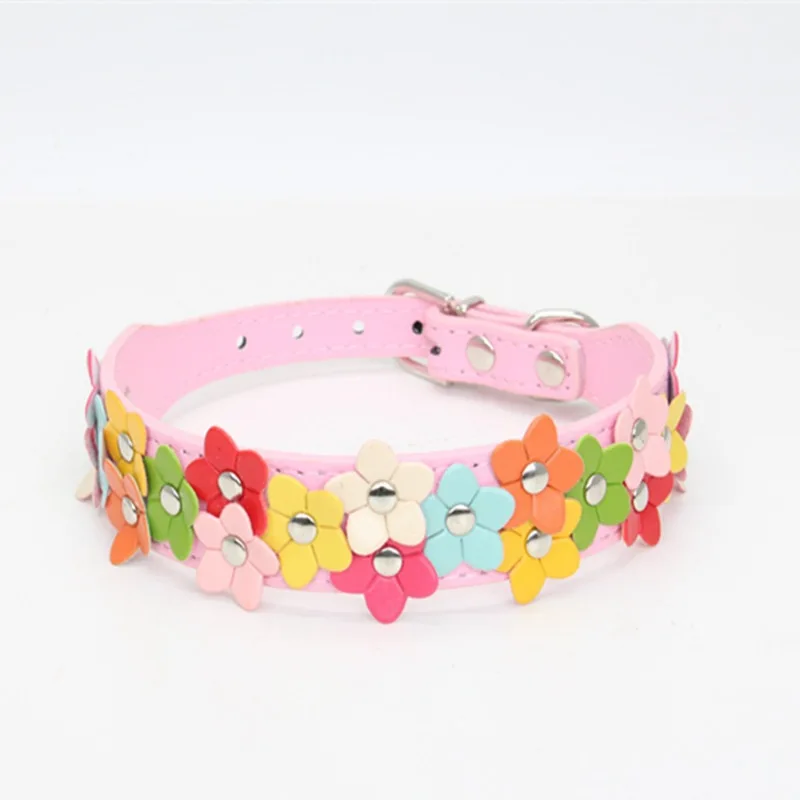 pet products dog collar fashion colorful leather PU traction |