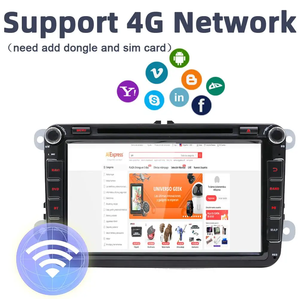 Автомобильный мультимедийный DVD плеер с GPS Навигатором на Android 10 четырехъядерный