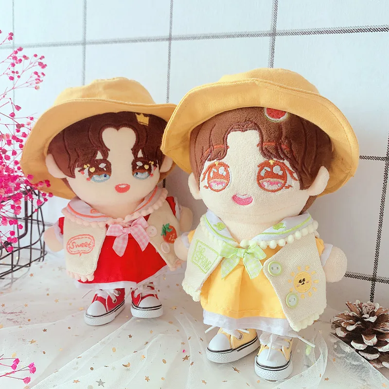 

20cm Plush movie star idol dolls YiBo Vest Princess Dress shoes hats Doll Accessories Present Replaceable Clothes Toys Gift