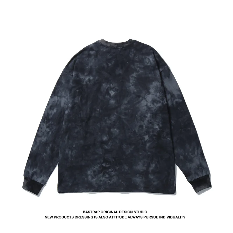 

T Shirt Men Streetwear Harajuku Ins Hip-hop Retro Tie-dye Oversized O-neck Couple Models Retro Religious Long Sleeve