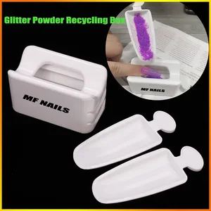 1PC Double Layer Glitter Powder Recycling Box White Color Nail Art ManicureTools For DIY Nail Storag