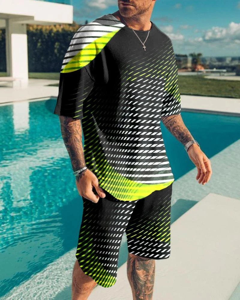 Крутой мужской комплект из 2 предметов с 3D плавками модные художественные